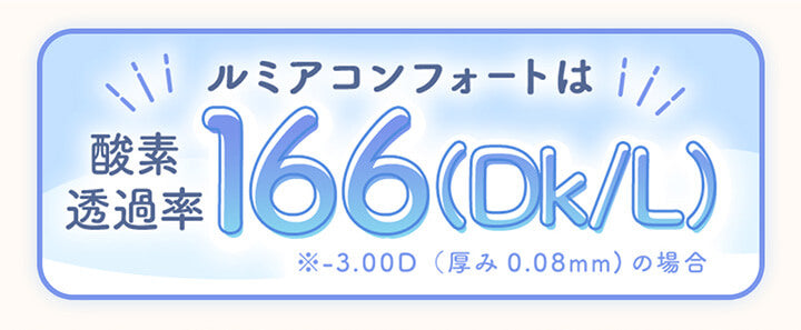 ルミアコンフォートワンデーサークル,ルミアコンフォートは酸素透過率166(Dk/L)|ルミアコンフォートワンデーサークル (LuMia comfort 1day CIRCLE) ワンデーコンタクトレンズ