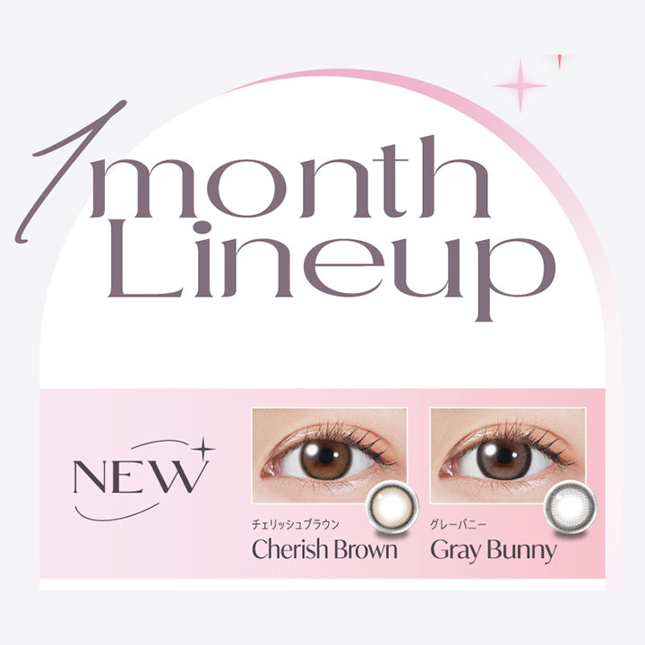 (ラインナップ1)モラクワンマンス(Molak 1month) Lineup,New チェリッシュブラウン(Cherish Brown),New グレーバニー(Gray Bunny) | モラクワンマンス Molak 1month カラコン カラーコンタクト