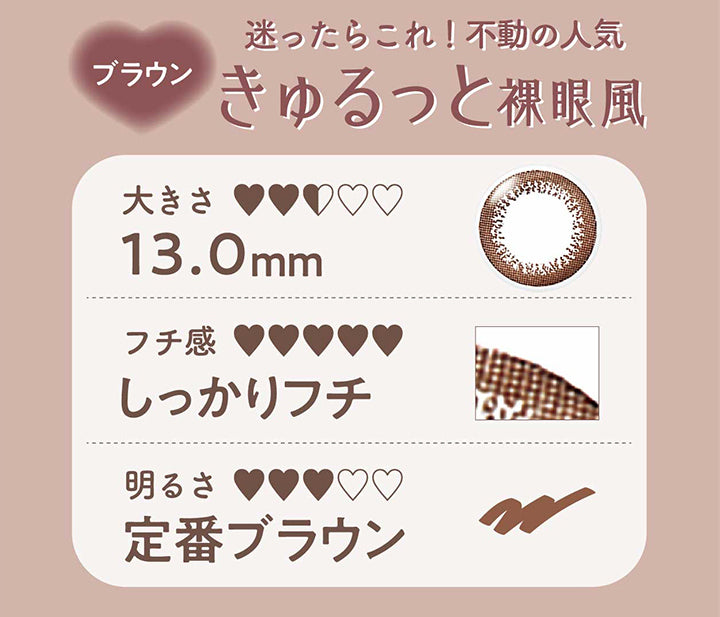 ネオサイトワンデーリングUV(NeoSight1day Ring UV),迷ったらこれ!不動の人気,きゅるっと裸眼風,ブラウン,大きさ13.0mm,フチ感,しっかりフチ,明るさ,定番ブラウン|ネオサイトワンデーリングUV NeoSight1day Ring UV カラコン カラーコンタクト