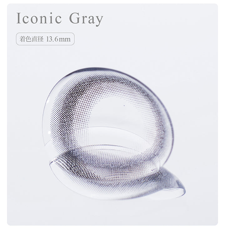 アイコニックグレー(Iconic Gray)のレンズ画像,着色直径13.6mm |アイスター eyestar 1day カラコン カラーコンタクト