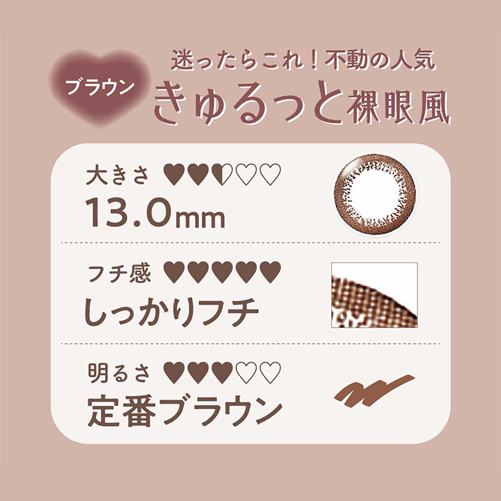 ネオサイトワンデーリングUV(NeoSight1day Ring UV),迷ったらこれ!不動の人気,きゅるっと裸眼風,ブラウン,大きさ13.0mm,フチ感,しっかりフチ,明るさ,定番ブラウン|ネオサイトワンデーリングUV NeoSight1day Ring UV カラコン カラーコンタクト