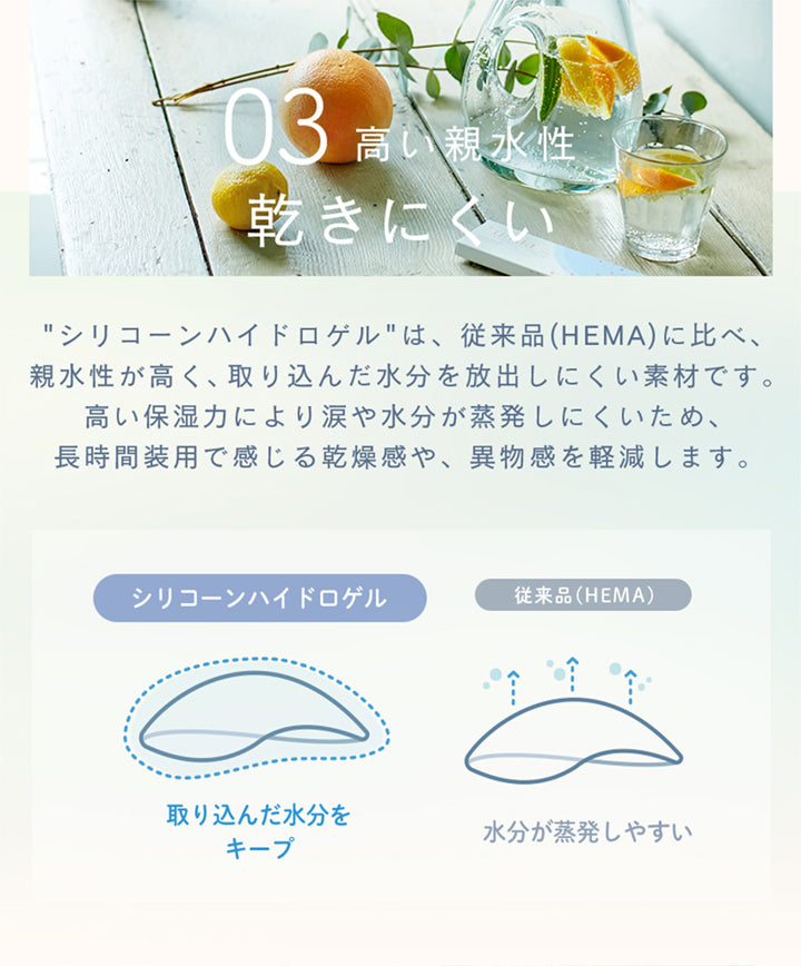 ルミアコンフォート2ウィークサークル(LuMia comfort 2week CIRCLE),03 高い親水性,乾きにくい,