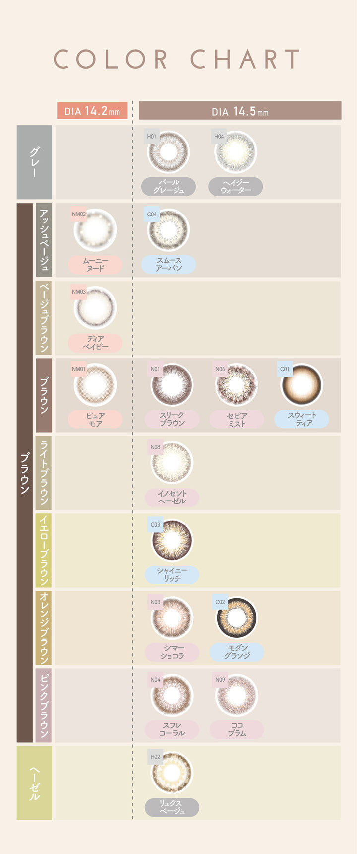 アイジェニック by エバーカラー,カラーチャート|アイジェニック バイ エバーカラー(EYE GENIC by Ever Color)カラコン カラーコンタクト