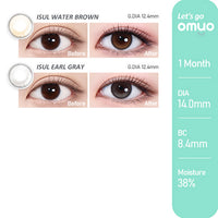 let's go SERIES,Isul Water Brown(イスルウォーターブラウン),Isul Earl Gray(イスルアールグレー)の装用写真,1MONTH,DIA14.0mm,G,DIA12.4mm,BC8.4mm,カラコン,カラーコンタクト