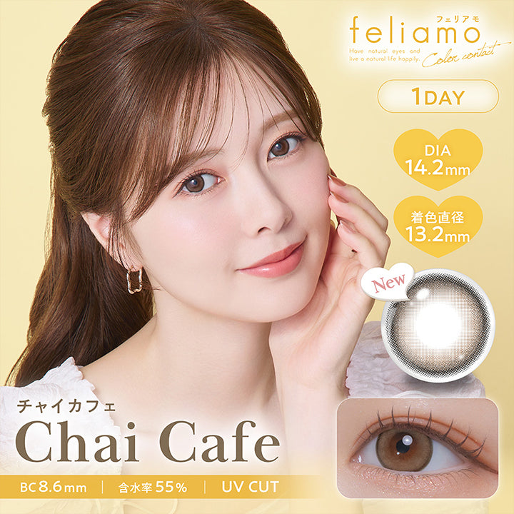 フェリアモワンデー(feliamo 1day),チョコミスト(Choco Mist),New,1day,1箱10枚入り,DIA14.2mm,着色直径13.0mm,BC8.6mm,含水率55.0%,UV Cut | フェリアモワンデー feliamo 1day カラコン カラーコンタクト