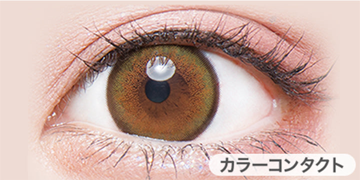 ライトカーキブラウン(褒められパンダ)の装用写真,DIA14.5mm,着色直径14.0mm|フルーリーバイカラーズ(Flurry by colors)コンタクトレンズ