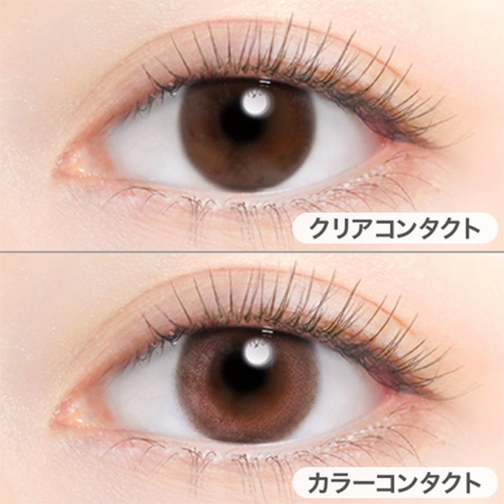 クリアコンタクトの装用写真とピュアモアの装用写真の比較,DIA14.2mm,着色直径13.4mm|アイジェニック バイ エバーカラー(EYE GENIC by Ever Color)コンタクトレンズ