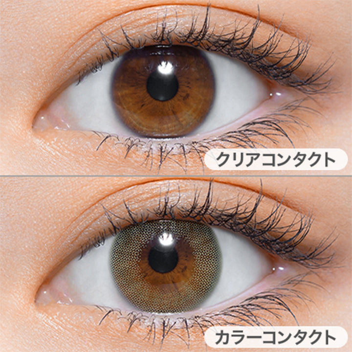 クリアコンタクトの装用写真とパームグリーンの装用写真の比較,DIA14.2mm|パース(perse)コンタクトレンズ