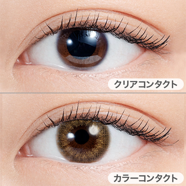 HOJICHA LATTE(ほうじ茶ラテ)の装用写真,DIA14.2mm,着色直径13.0mm|エヌズコレクション(N's COLLECTION) ワンデーコンタクトレンズ