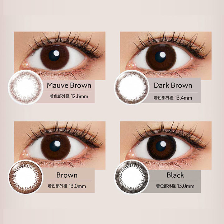 (ラインナップ1),モーヴブラウン(Mauve Brown) ダークブラウン(Dark Brown) ブラウン(Brown) ブラック(Black) ライトブラウン(Light Brown) グレーノート(Gray Note)  | ネオサイトワンデーリングUv Neosight Oneday Ring Uv カラコン カラーコンタクト
