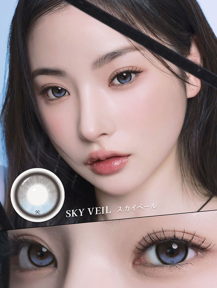 スカイベール(Sky Veil)モデル装用画像、レンズ画像 | 蜜のレンズ アイシャ・リボン mitunolens i-sha reborn 1day カラコン カラーコンタクト
