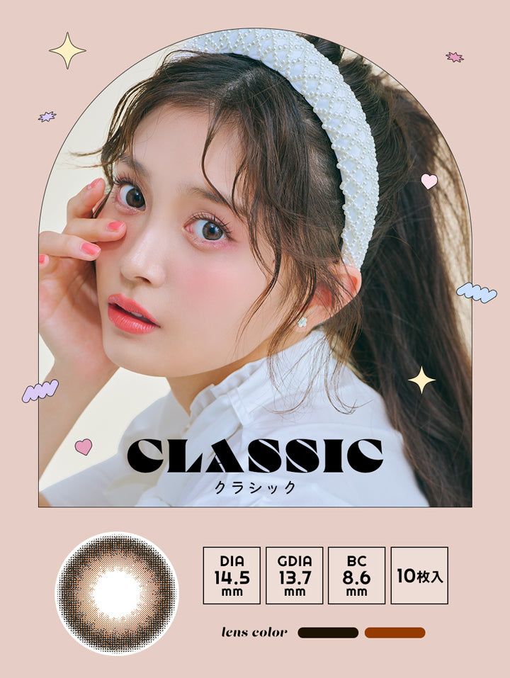 アンドミーシリーズワンデー(AND MEE Series 1day),CLASSIC,クラシック,DIA,14.5mm,GDIA,13.7mm,BC,8.6mm,10枚入,lens color,ブラック,ブラウン|アンドミーシリーズワンデー AND MEE Series 1day カラコン カラーコンタクト