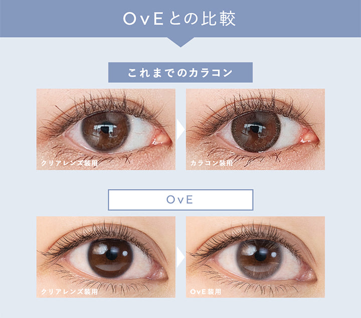 OvEとの比較, これまでのカラコン, クリアレンズ装用, カラコン装用, OvE, クリアレンズ装用, OvE装用 | オヴィ OvE 1day カラコン カラーコンタクト
