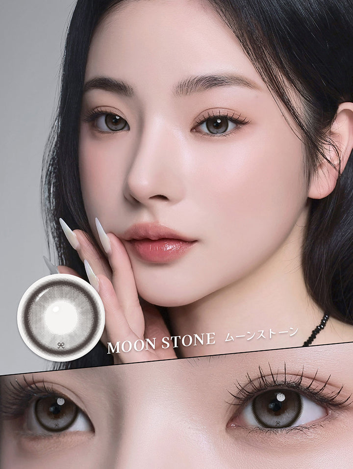 ムーンストーン(Moon Stone)モデル装用画像、レンズ画像 | 蜜のレンズ アイシャ・リボン mitunolens i-sha reborn 1day カラコン カラーコンタクト
