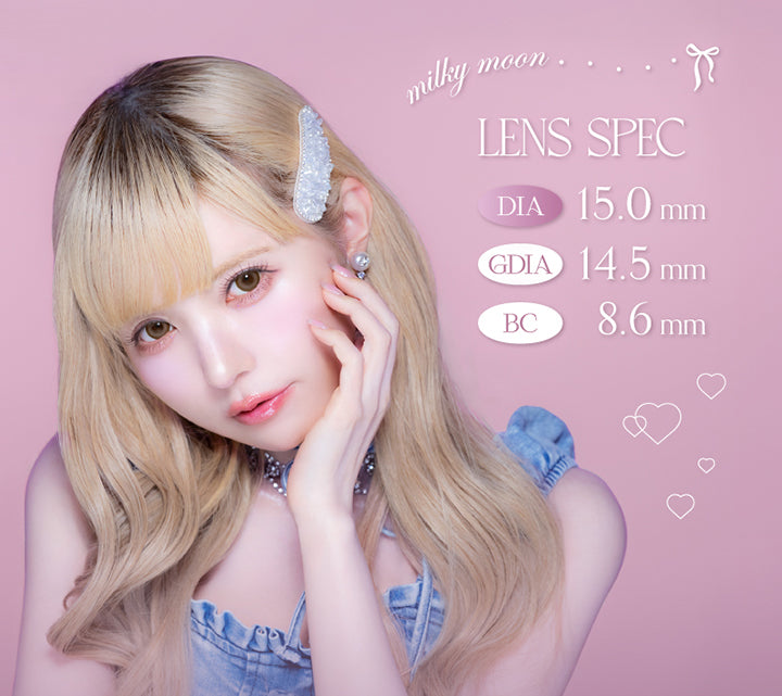 ミルキームーン(Milky Moon),Lens Spec,DIA15.0mm,GDIA14.5mm,BC8.6mm | エンジェルカラーバンビシリーズワンマンス Angelcolor Bambi Series 1month カラコン カラーコンタクト
