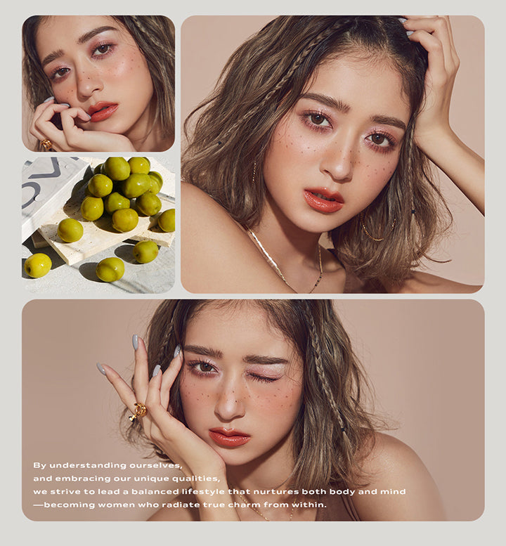 By understanding ourselves, and embracing our unique qualities, we strive to lead a balanced lifestyle that nurtures both body and mind -becoming women who radiate true charm from within. | グロヴィー GROVI  1day カラコン カラーコンタクト

