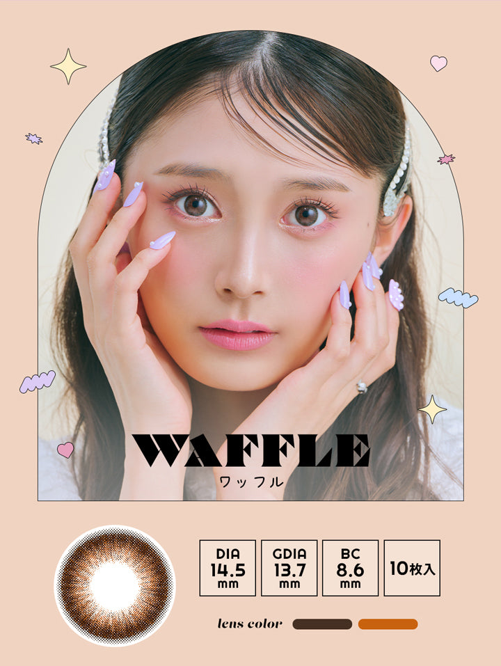 アンドミーシリーズワンデー(AND MEE Series 1day),WAFFLE,ワッフル,DIA,14.5mm,GDIA,13.7mm,BC,8.6mm,10枚入,lens color,ダークブラウン,オレンジ|アンドミーシリーズワンデー AND MEE Series 1day カラコン カラーコンタクト