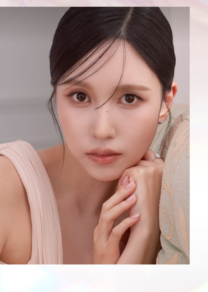 ディスティニーブラウン(Destiny Brown)を装用したTwice Mina(トゥワイス ミナ)の画像 | スウィートワンマンス メビラージュ Sweet 1Month Mevilage Monthly カラコン カラーコンタクト
