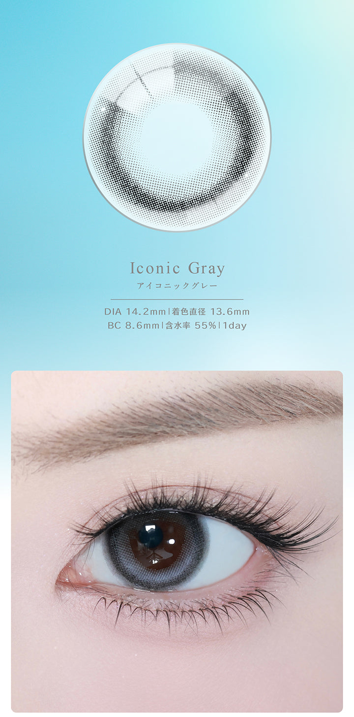 アイコニックグレー(Iconic Gray),1day,DIA14.2mm,着色直径13.6mm,BC8.6mm,含水率55.0% |アイスター eyestar 1day カラコン カラーコンタクト
