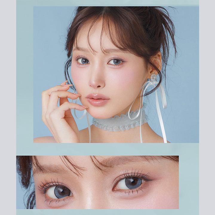 シャルムブルー(Charm Blue), DIA14.5mm, G.DIA13.8mm, BC8.7mm, 装用画像, ミフェ(Mifee) Produced by Kiho. 1day Color contact lenses. | ミフェ Mifee 1day カラコン カラーコンタクト
