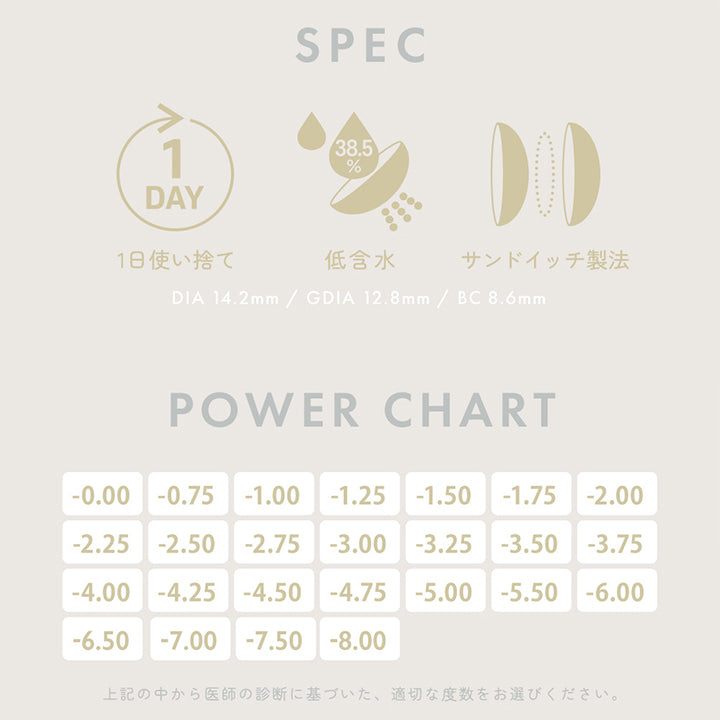 SPEC,38.5%,1DAY,1日使い捨て,低含水,サンドイッチ製法,DIA 14.2mm / GDIA 12.8mm / BC 8.6mm,医師の診断に基づいた、適切な度数をお選びください。 | ユリアアイドル ユリアル(URIA-iDOL YURIAL) 1day カラコン カラーコンタクト
