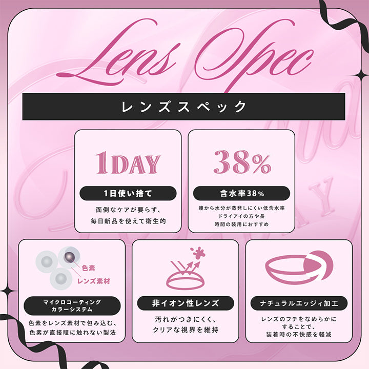 (レンズスペック) ,Lens spec ,1日使い捨て：面倒なケアがいらず毎日新品を使えて衛生的 ,含水率38%：瞳から水分が蒸発しにくい低含水率・ドライアイの方や長時間の装用におすすめ ,マイクロコーティングカラーシステム：色素をレンズ素材で包み込む、色素が直接瞳に触れない製法 ,非イオン性レンズ：汚れがつきにくく、クリアな視界を維持 ,ナチュラルエッジィ加工：レンズのフチをなめらかにすることで装着時の不快感を軽減 ,Power Chart ,±0.00 -1.00 -1.25 -1.50 -1.75 2.00 -2.25 -2.50 -2.75 -3.00 -3.25 -3.50 -3.75 -4.00 4.25 -4.50 -4.75 -5.00 -5.50 -6.00 -6.50 -7.00 -7.50 -8.00 ,※眼科医の処方に従って、適切な度数をお買い求めください。 | フェユナワンデーモイスティン Feyuna 1day moistin カラコン カラーコンタクト
