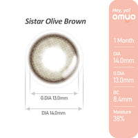 Sistar Olive Brown(シスターオリーブブラウン)のレンズ画像,オマイオバイレンズミー(OMYO BY LENSME),カラコン,カラーコンタクト