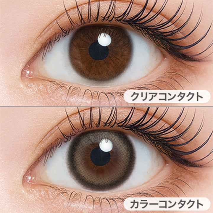 ポメルグレージュ(Pomel Greige)の装用画像 | フェユナワンデーモイスティン Feyuna 1day moistin カラコン カラーコンタクト
