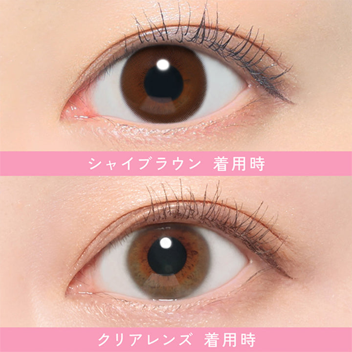 シャイブラウン(Shy Brown)の装用画像 | レヴィアワンマンスサークル ReVIA 1MONTH CIRCLE カラコン カラーコンタクト

