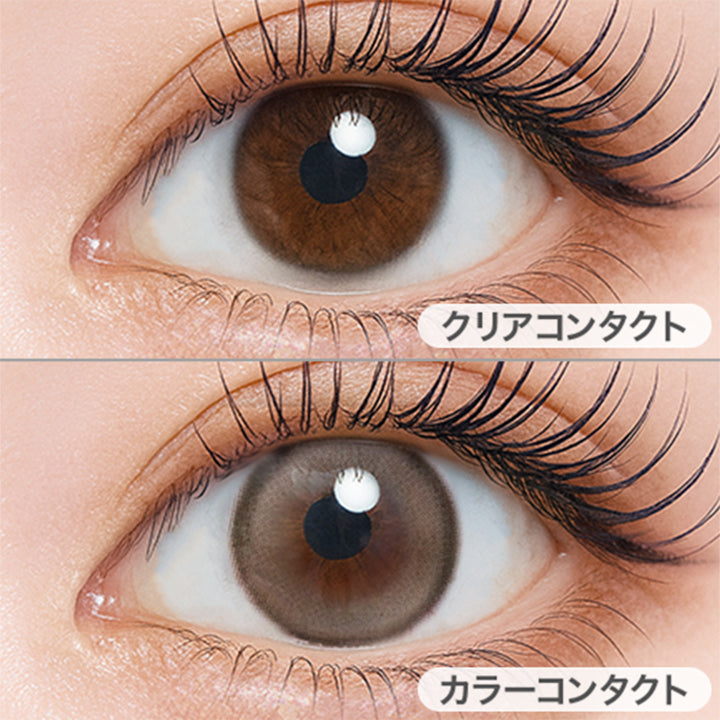 リノアベージュ(Linoa Beige)の装用画像 | フェユナワンデーモイスティン Feyuna 1day moistin カラコン カラーコンタクト
