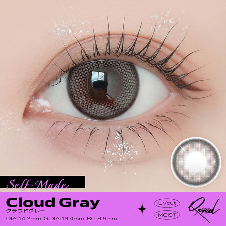 Self-made, クラウドグレー(Cloud Gray), UVcut, Moist, DIA:14.2mm G.DIA:13.4mm BC:8.6mm, クラセスト(Qrsessed) | クラセスト Qrsessed 1day カラコン カラーコンタクト
