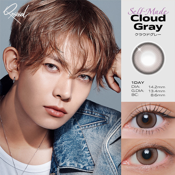クラセスト(Qrsessed), Self-Made, Cloud Gray(クラウドグレー), Model:Enhypen(エンハイプン) Heeseung(イ・ヒスン), DIA: 14.2mm, G.DIA: 13.4mm, BC: 8.6mm | クラセスト Qrsessed 1day カラコン カラーコンタクト
