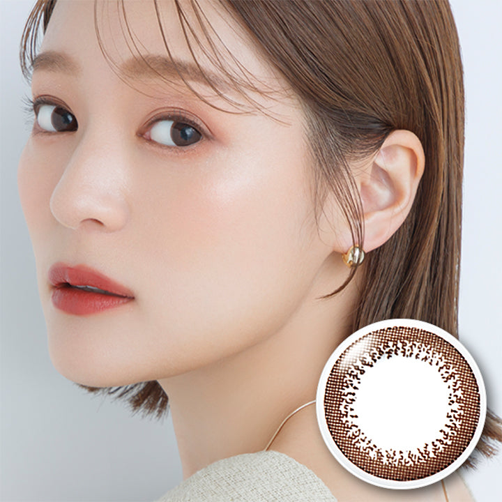 ブラウン(Brown) DIA14.0mm 着色部外径13.0mm BC8.6mm 含水率42.5% UVカット モデル装用レンズ：ブラウン うるおい成分 | ネオサイトワンデーリングUv Neosight Oneday Ring Uv カラコン カラーコンタクト
