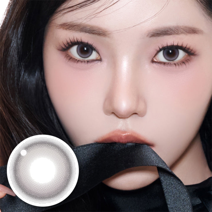 リルミィ(Lilme),ミスティパフ(Misty Puff),Lens Lock 回らない水光,GDIA13.6mm,ミスティパフのレンズ画像、装用画像 | リルミィ Lilme 1day カラコン カラーコンタクト
