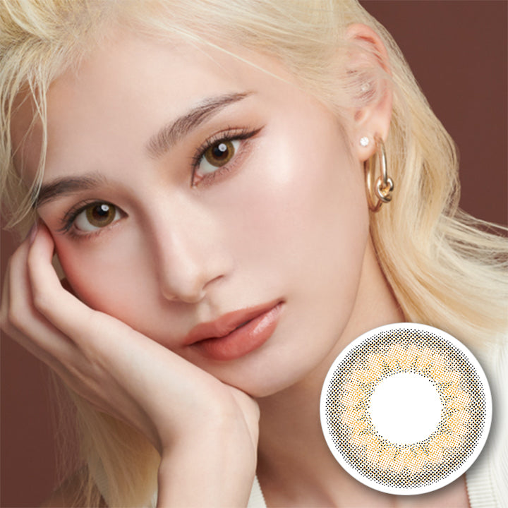 LILMOON(リルムーン),SKIN BEIGE(スキンベージュ),猫っぽイエローベージュ,度あり,1MONTH,DIA14.5mm,着色直径13.8mm,含水率38%|リルムーンワンマンス LILMOON 1MONTH カラコン カラーコンタクト