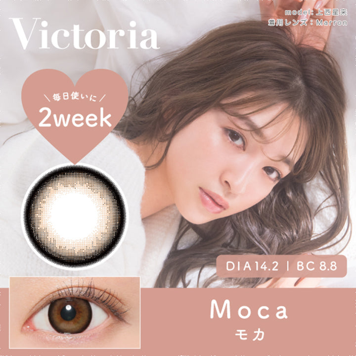 ヴィクトリア2ウィーク(Victoria 2week),ブランドロゴ,Moca(モカ),毎日使いに,DIA14.2mm,BC8.8|ヴィクトリア2ウィーク(Victoria 2week)コンタクトレンズ