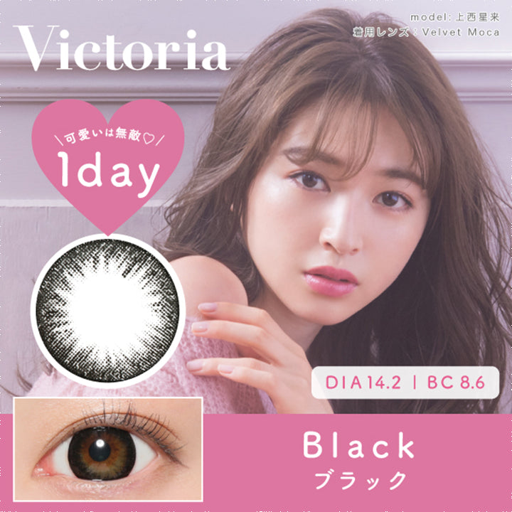 ヴィクトリアワンデー(Victoria 1day),ブランドロゴ,Black(ブラック), 可愛いは無敵,DIA14.2mm,BC8.6|ヴィクトリアワンデー(Victoria 1day)コンタクトレンズ