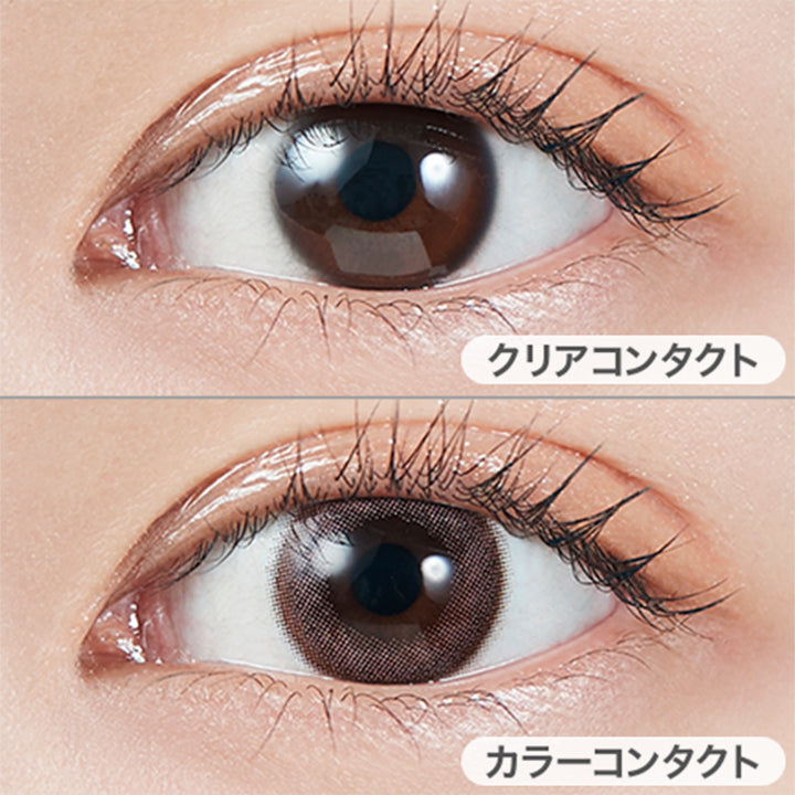 クリアコンタクトの装用写真とサクラペタルの装用写真の比較,DIA14.2mm|モラクワンマンス(MOLAK 1month)マンスリーコンタクトレンズ