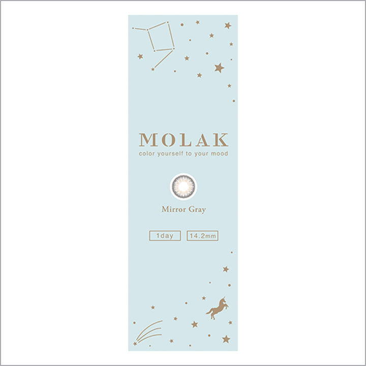 ミラーグレーのパッケージ画像|モラクワンデー(MOLAK 1day)ワンデーコンタクトレンズ