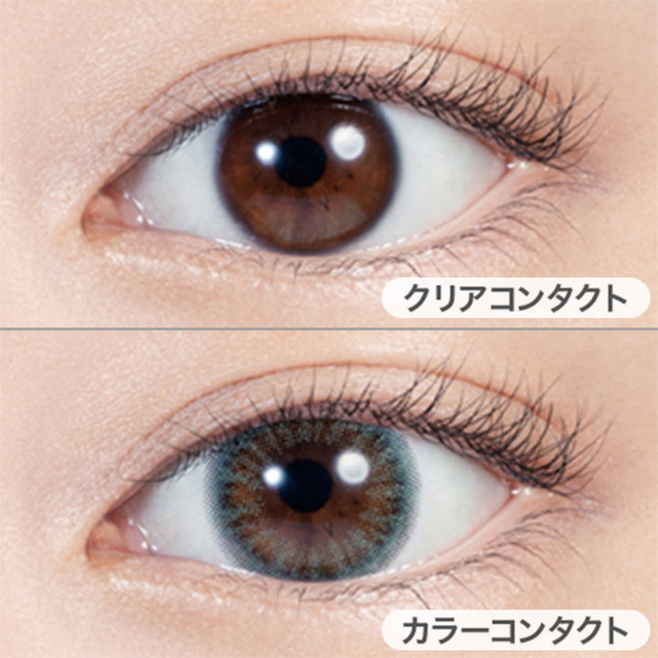 クリアコンタクト装用写真とオーシャン装用写真の比較,DIA14.5mm|リルムーンワンマンス(LILMOON 1MONTH) 度あり コンタクトレンズ