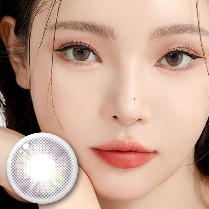 ムーンストーンパープル(Moonstone Purple)のモデル画像|ドゥーヌーンジェムストーンマンスリー(DooNoon GEMSTONES monthly) 3枚 マンスリーコンタクトレンズ